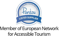 Het logo van Pantou, member of European Network for Accessible Tourism met een link naar de website
